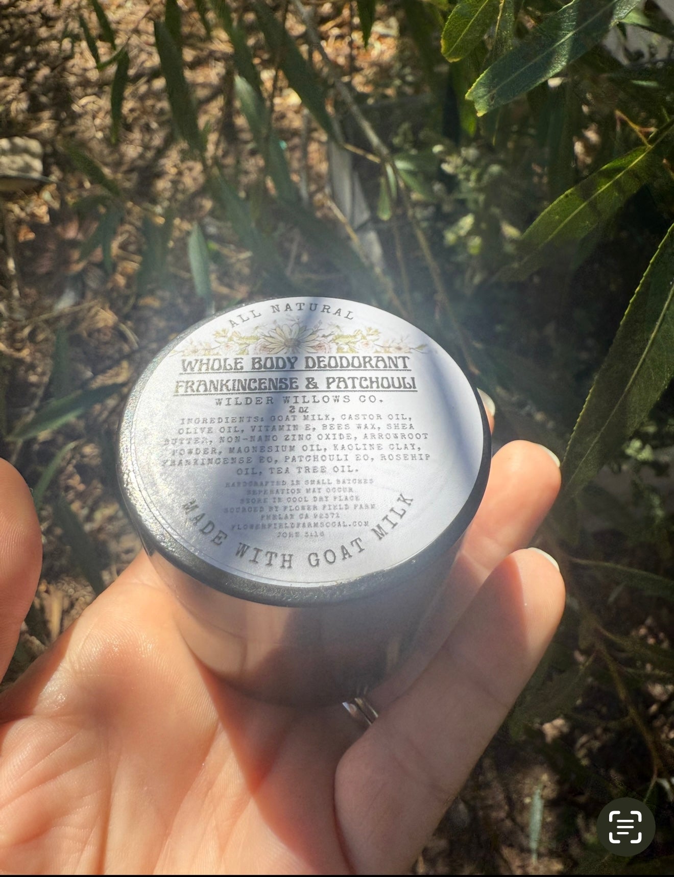 All Natural whole body Deodorant- Frankincense & Patchouli